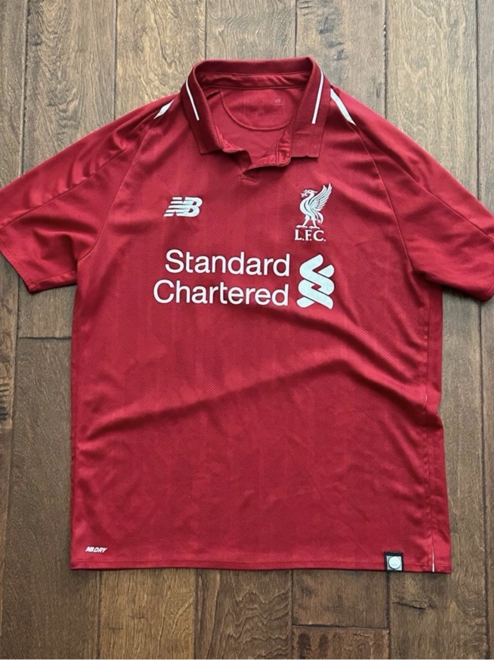 New Balance Men's Red Liverpool FC Short-Sleeve Jersey with White Accents